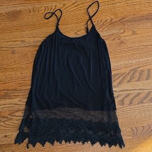 Elegant Black Lace Trim Cami Top